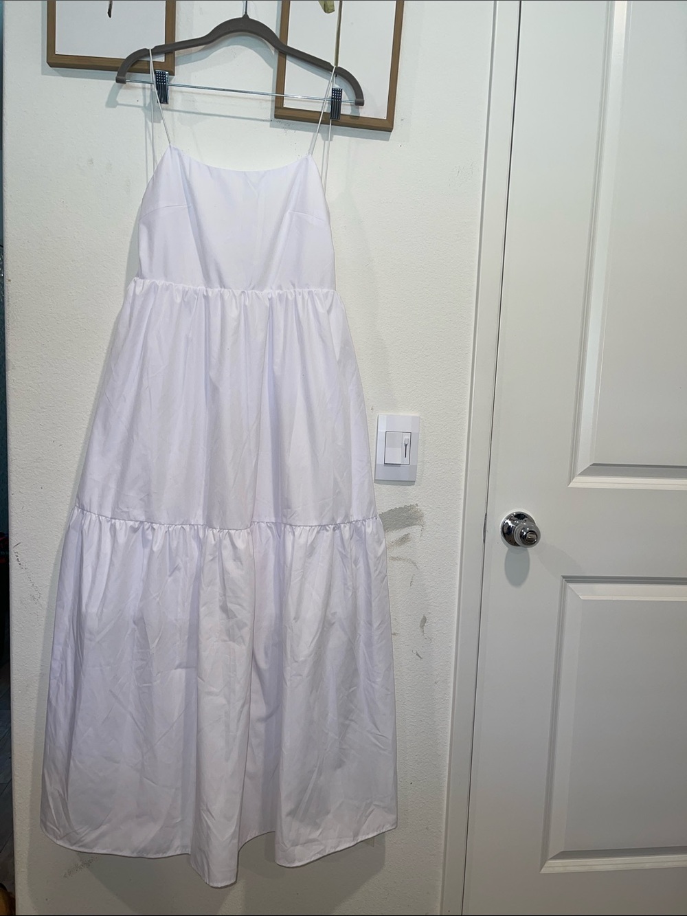 Classic White Tiered Spaghetti-Strap Kids Dress